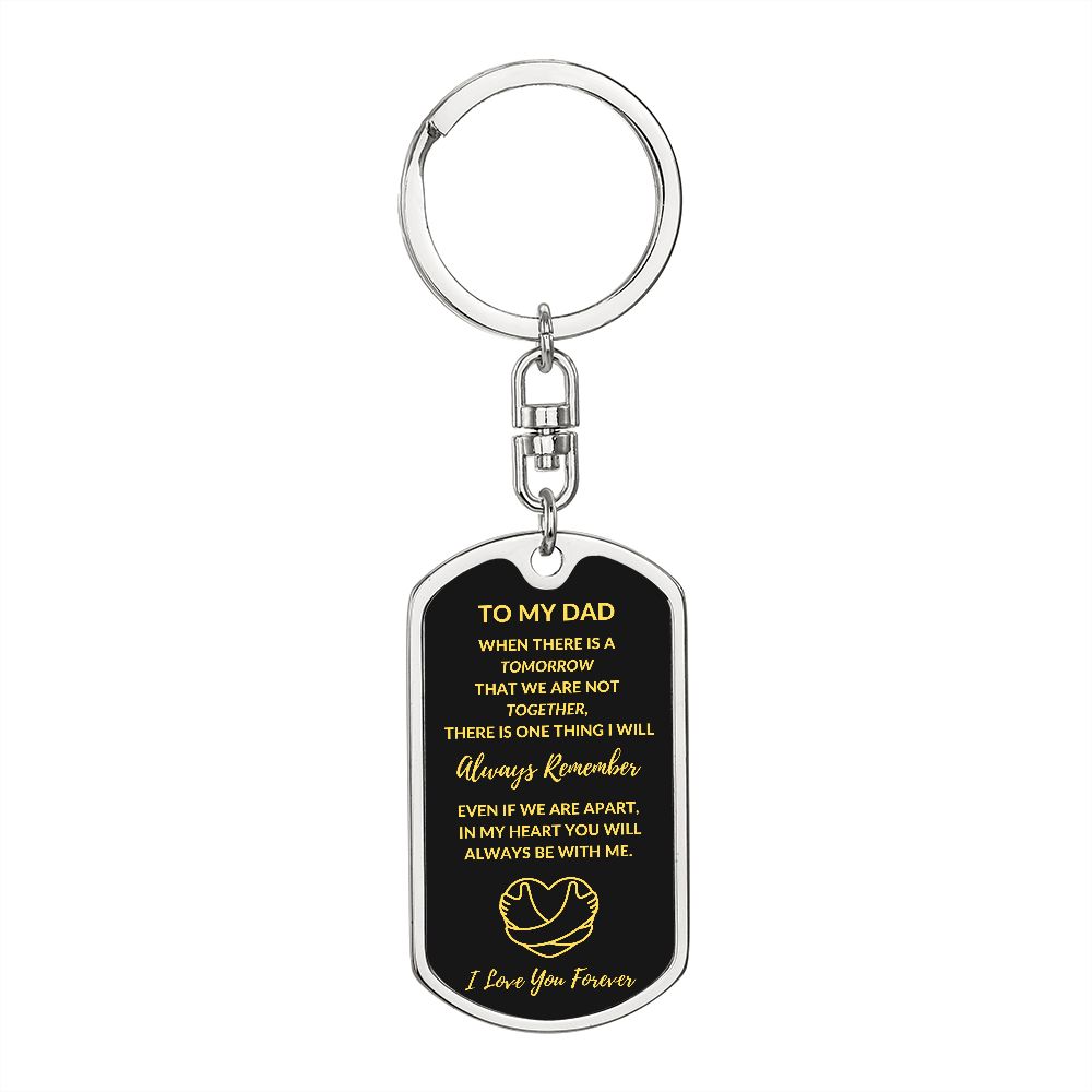 DAD with Heart Hug / Dog Tag Key Chain