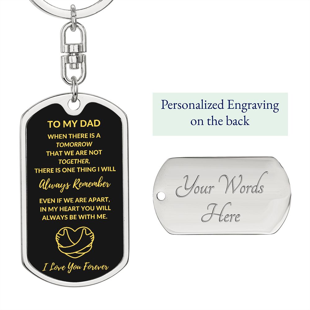 DAD with Heart Hug / Dog Tag Key Chain