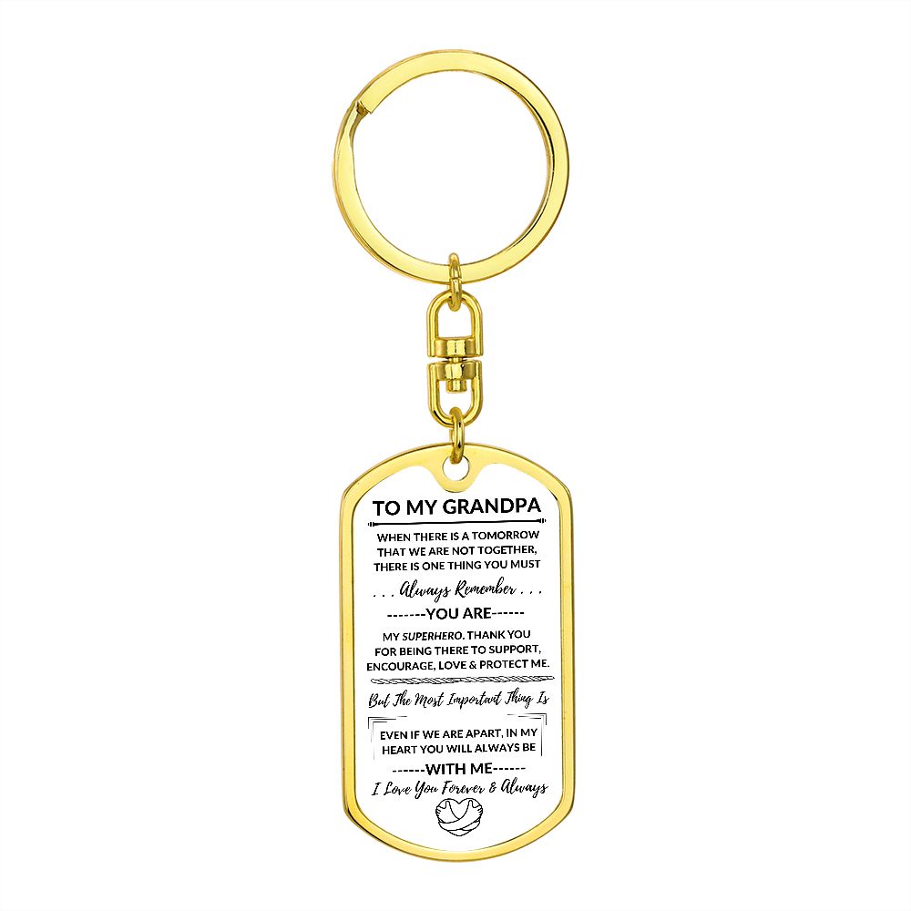 Grandpa, My Superhero / Dog Tag Keychain