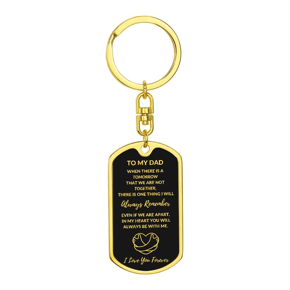 DAD with Heart Hug / Dog Tag Key Chain