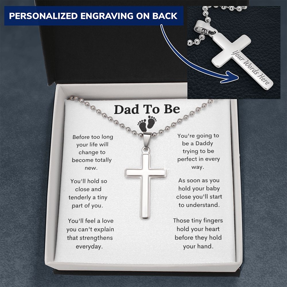 Dad To Be /Personalized Cross with Ball Chain Necklace