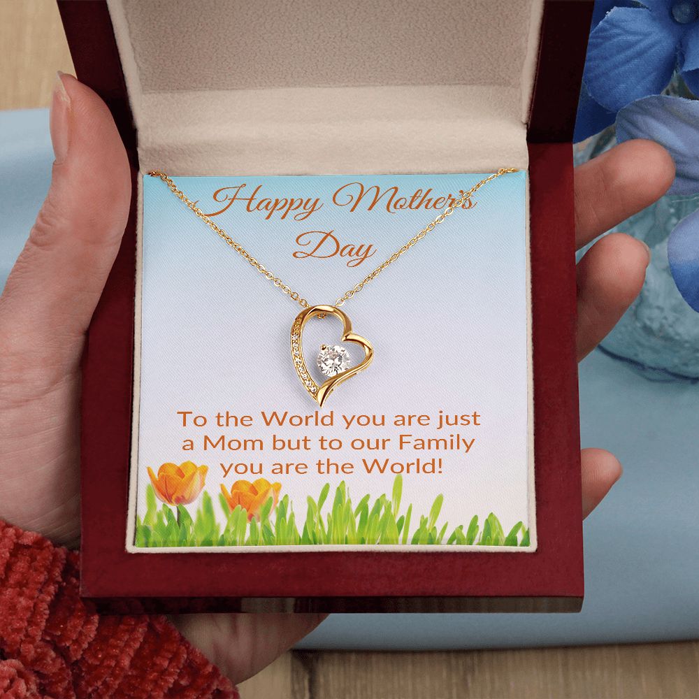 Mom, To Our Family You Are the World / Forever Love Necklace