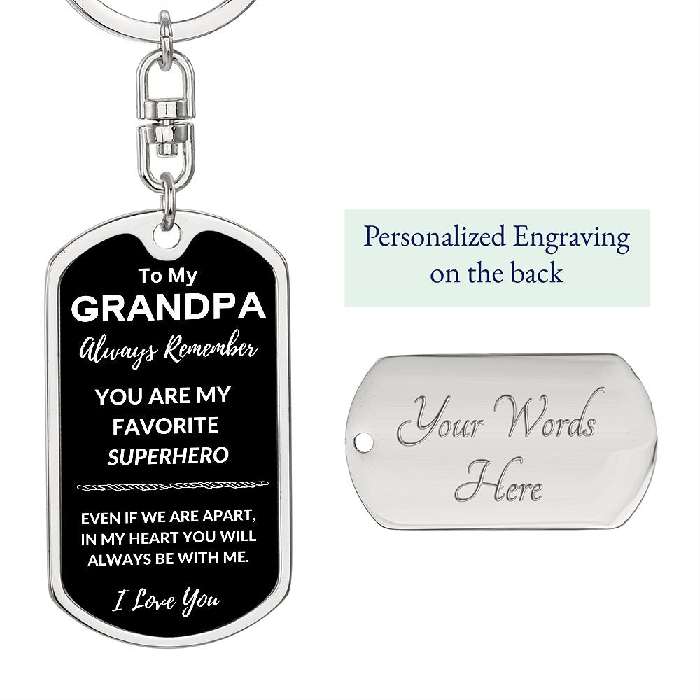 Grandpa My Superhero / Dog Tag Key Chain