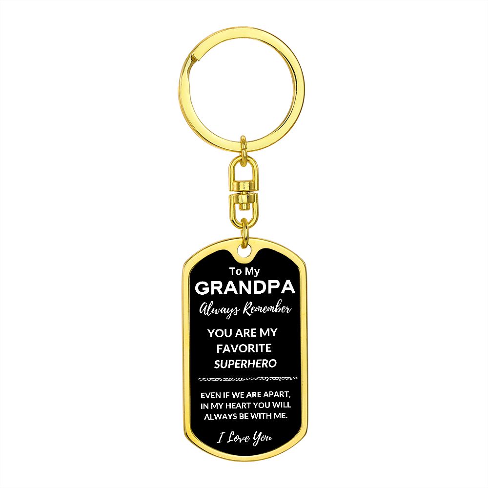 Grandpa My Superhero / Dog Tag Key Chain