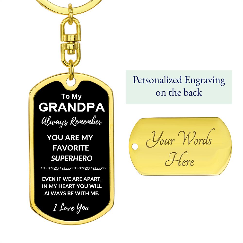 Grandpa My Superhero / Dog Tag Key Chain