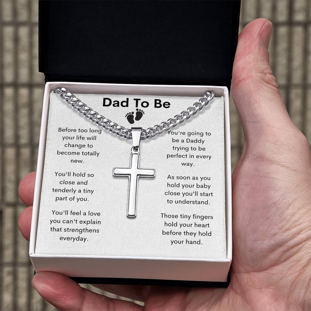 Dad To Be, Tiny Fingers Hold Your Heart / Link Chain With Cross