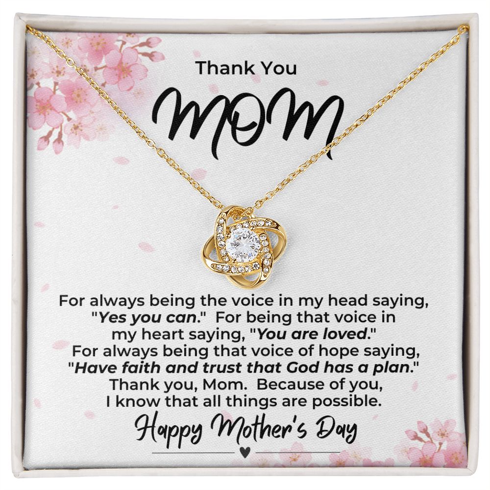 Thank You Mom, You're the Voice / Love Knot Necklace