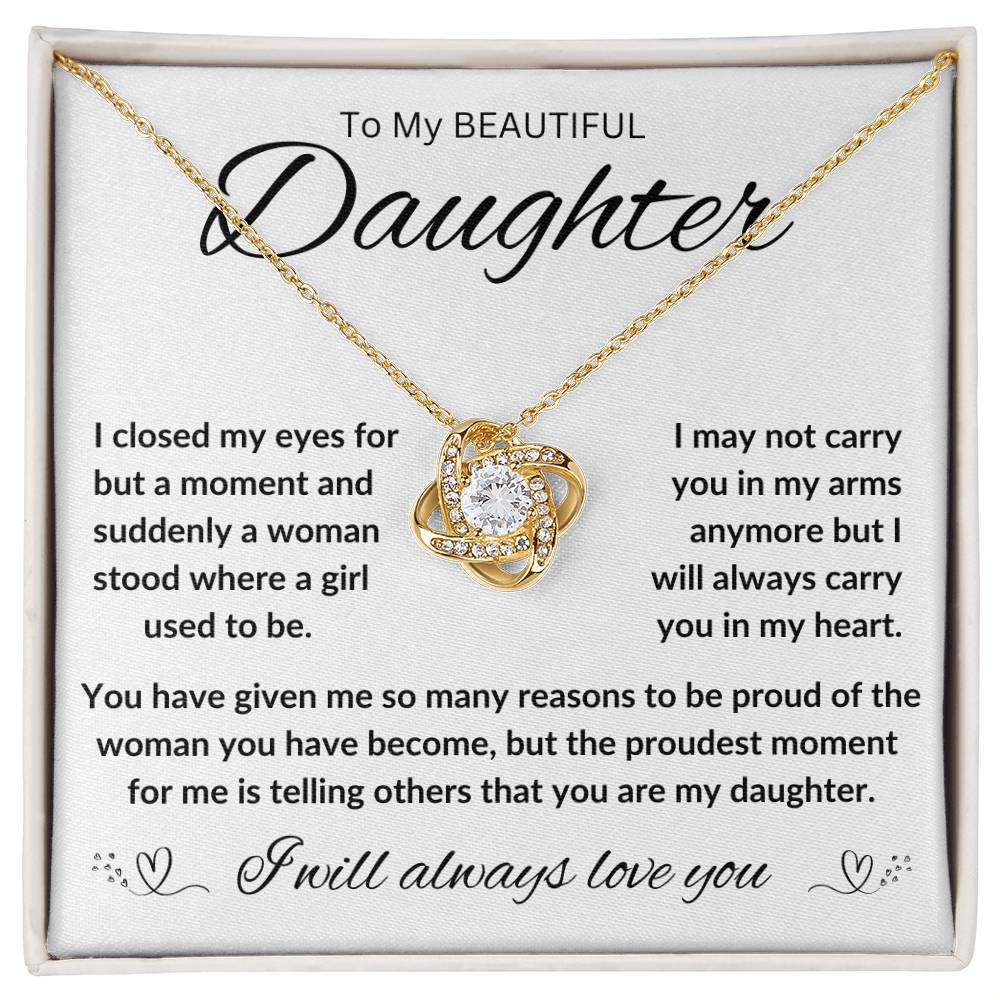 TO MY BEAUTIFUL DAUGHTER, FROM DAD / LOVE KNOT NECKLACE