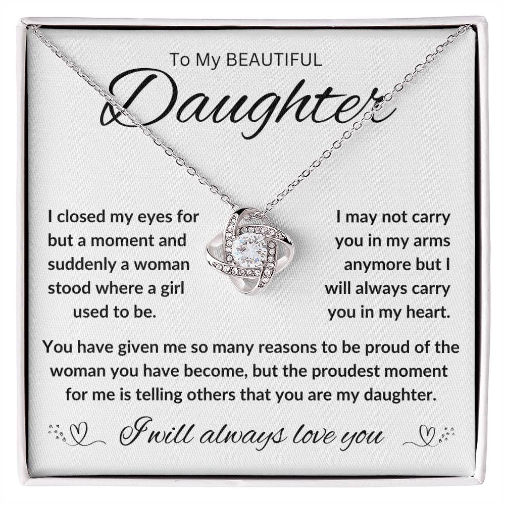 TO MY BEAUTIFUL DAUGHTER, FROM DAD / LOVE KNOT NECKLACE