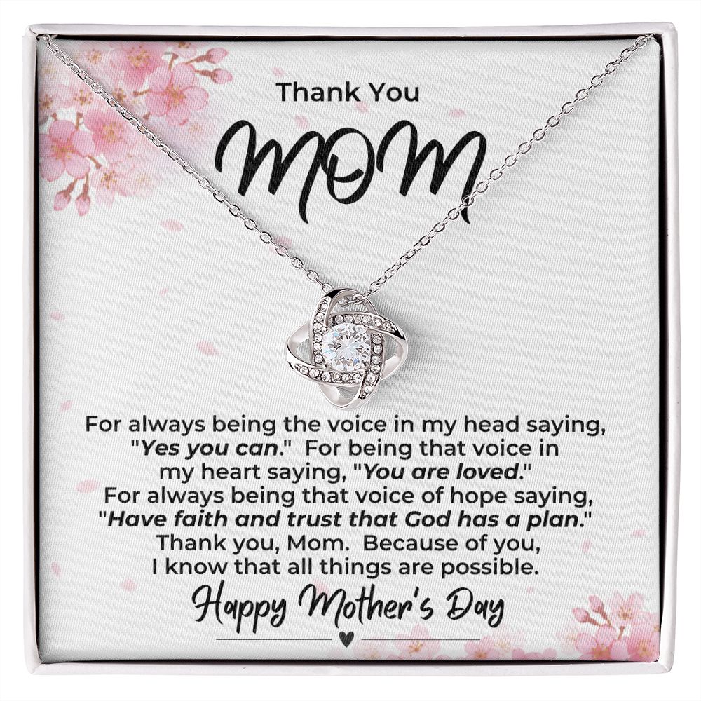Thank You Mom, You're the Voice / Love Knot Necklace