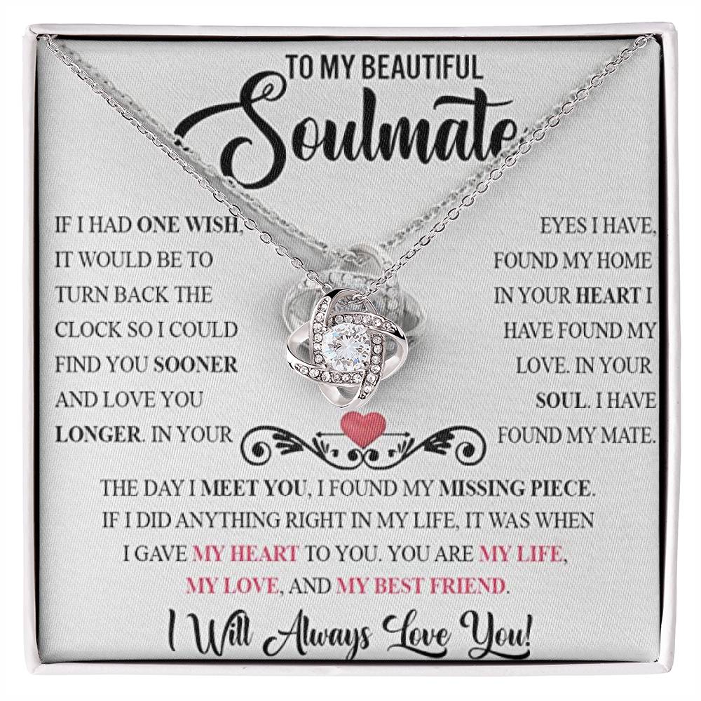 SOULMATE YOU ARE MY MISSING PIECE / LOVE KNOT NECKLACE
