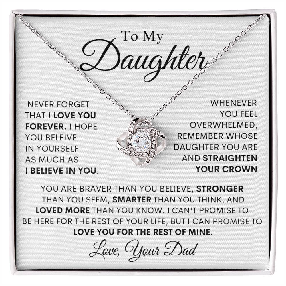 Daughter from Dad, I Will Always Love You / Love Knot Necklace