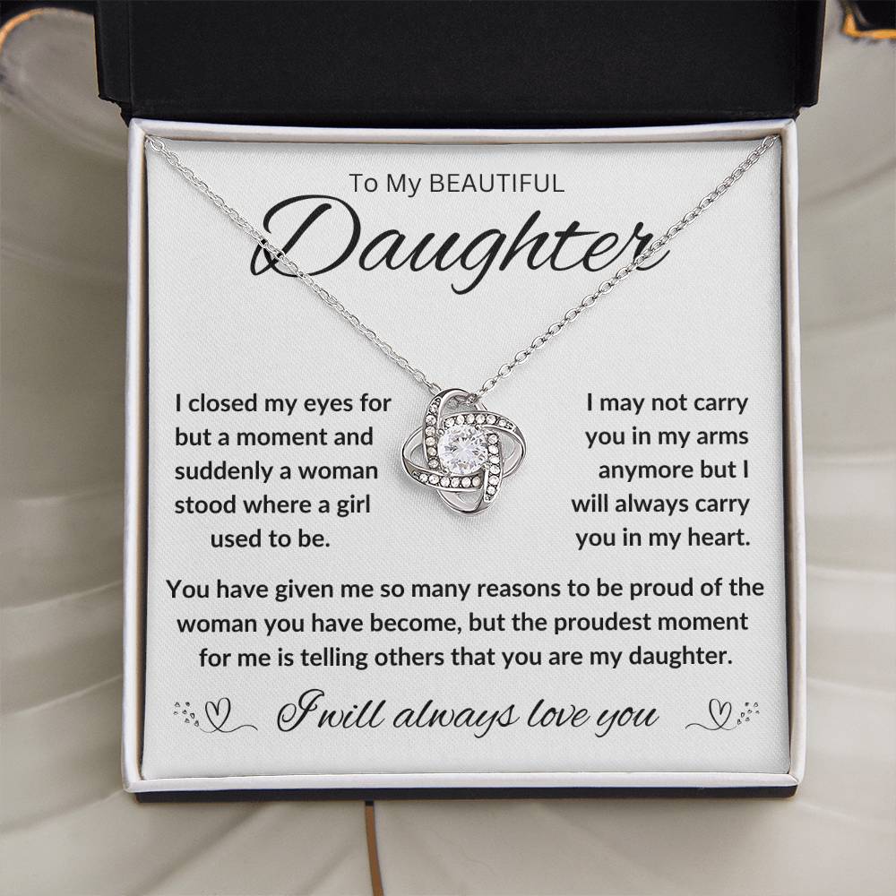 TO MY BEAUTIFUL DAUGHTER, FROM DAD / LOVE KNOT NECKLACE