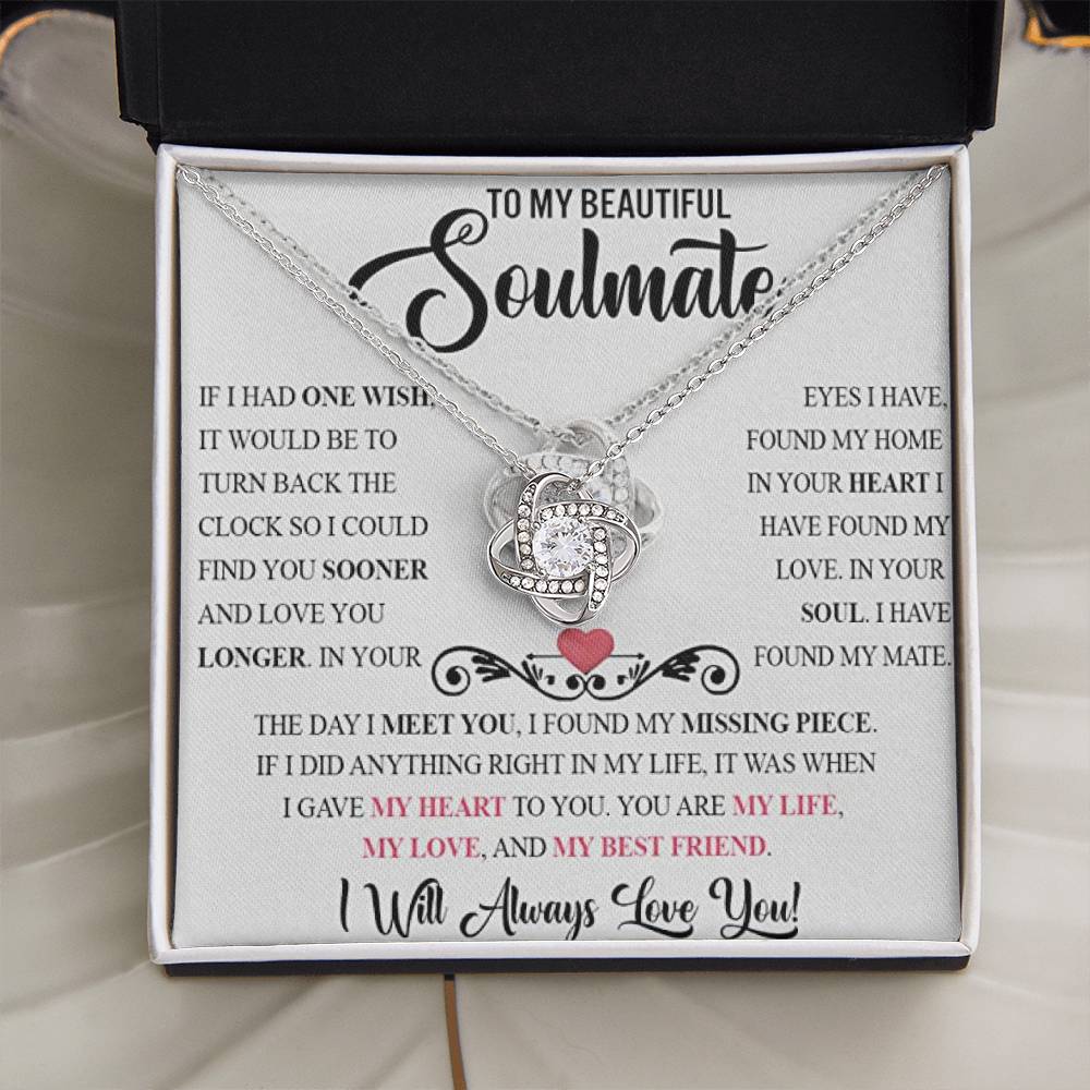 SOULMATE YOU ARE MY MISSING PIECE / LOVE KNOT NECKLACE
