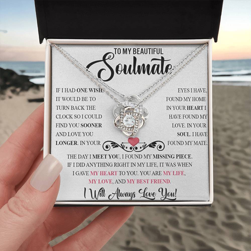 SOULMATE YOU ARE MY MISSING PIECE / LOVE KNOT NECKLACE