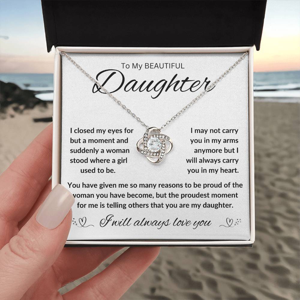 TO MY BEAUTIFUL DAUGHTER, FROM DAD / LOVE KNOT NECKLACE