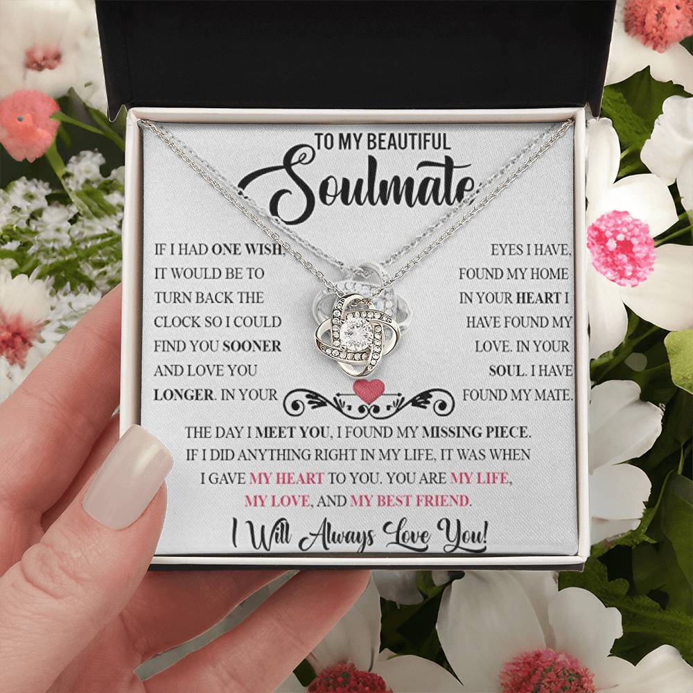 SOULMATE YOU ARE MY MISSING PIECE / LOVE KNOT NECKLACE
