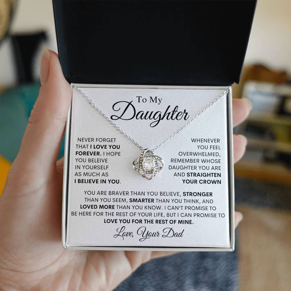 Daughter from Dad, I Will Always Love You / Love Knot Necklace
