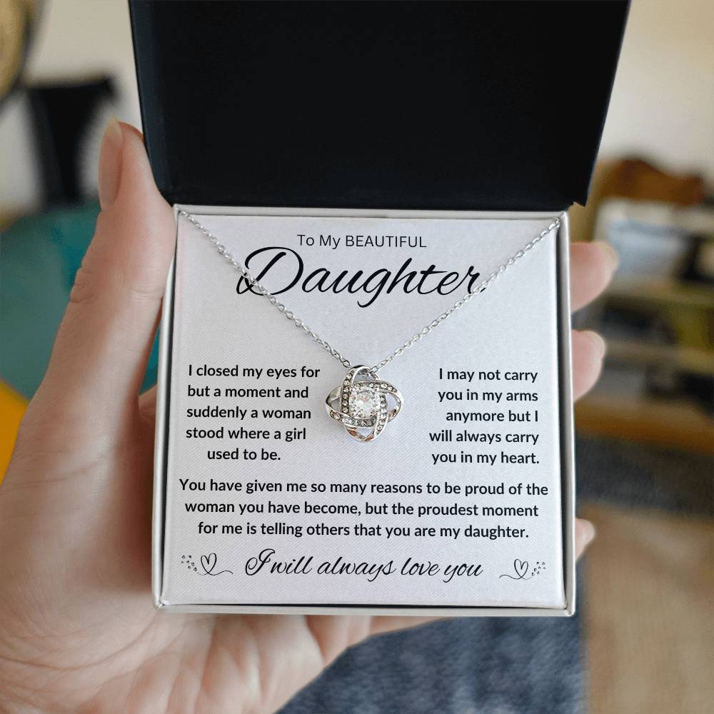 TO MY BEAUTIFUL DAUGHTER, FROM DAD / LOVE KNOT NECKLACE