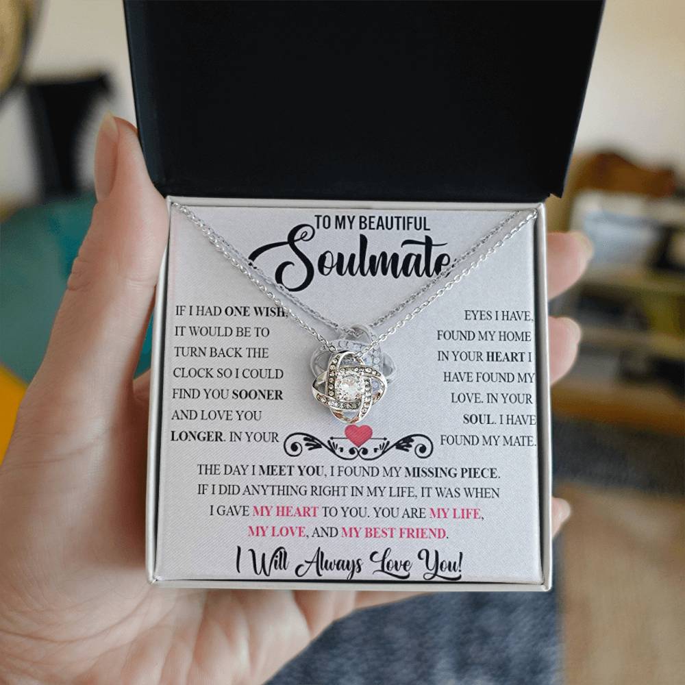 SOULMATE YOU ARE MY MISSING PIECE / LOVE KNOT NECKLACE