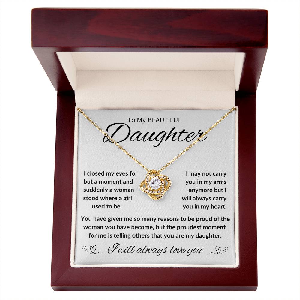 TO MY BEAUTIFUL DAUGHTER, FROM DAD / LOVE KNOT NECKLACE