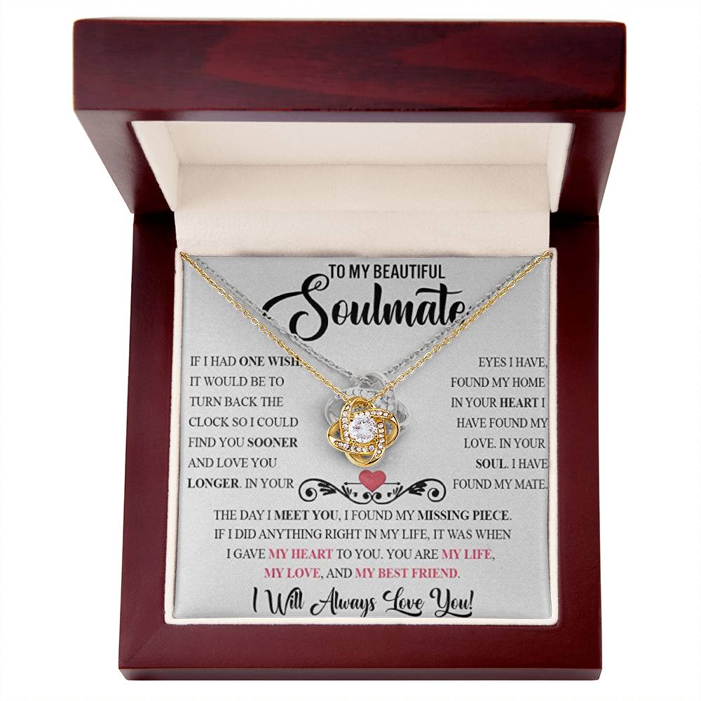 SOULMATE, YOU ARE MY MISSING PIECE / LOVE KNOT NECKLACE