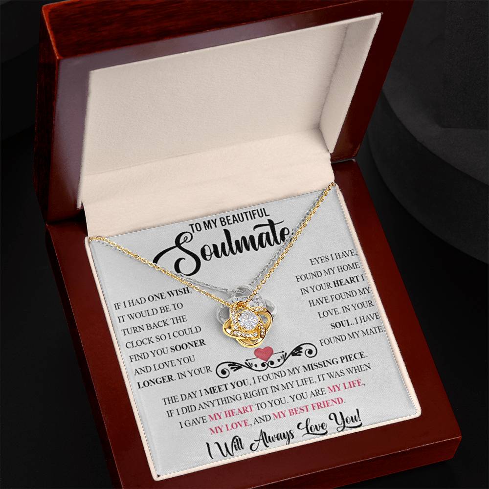 SOULMATE, YOU ARE MY MISSING PIECE / LOVE KNOT NECKLACE