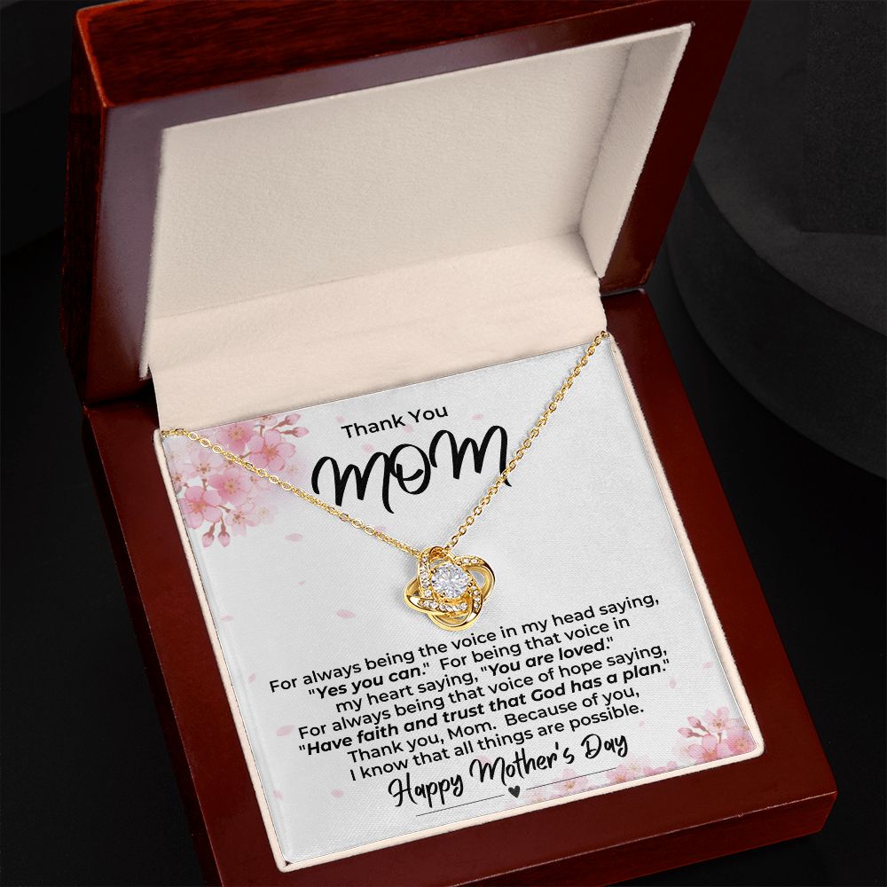 Thank You Mom, You're the Voice / Love Knot Necklace