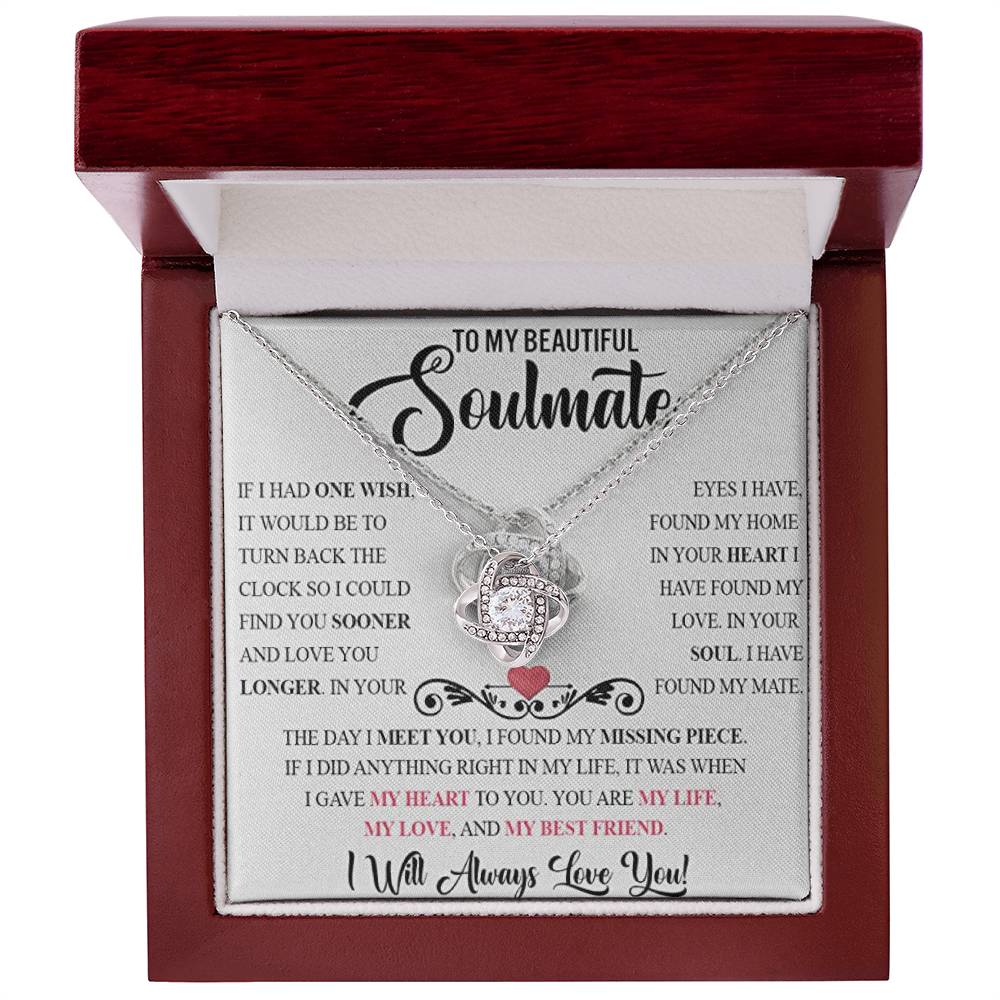 SOULMATE, YOU ARE MY MISSING PIECE / LOVE KNOT NECKLACE