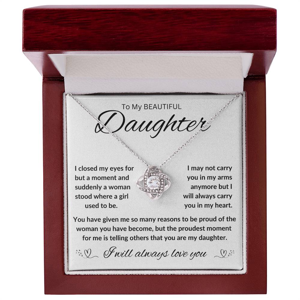 TO MY BEAUTIFUL DAUGHTER, FROM DAD / LOVE KNOT NECKLACE