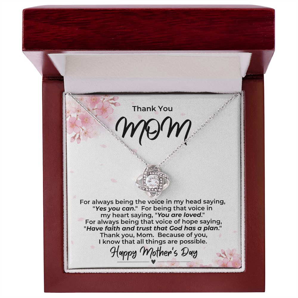 Thank You Mom, You're the Voice / Love Knot Necklace