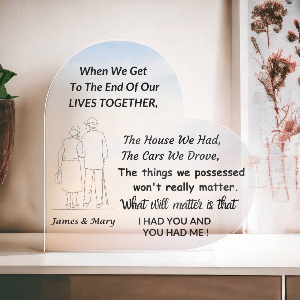Heart Shaped Acrylic Plaque / What Really Matters Is . . . I Had You & You Had Me