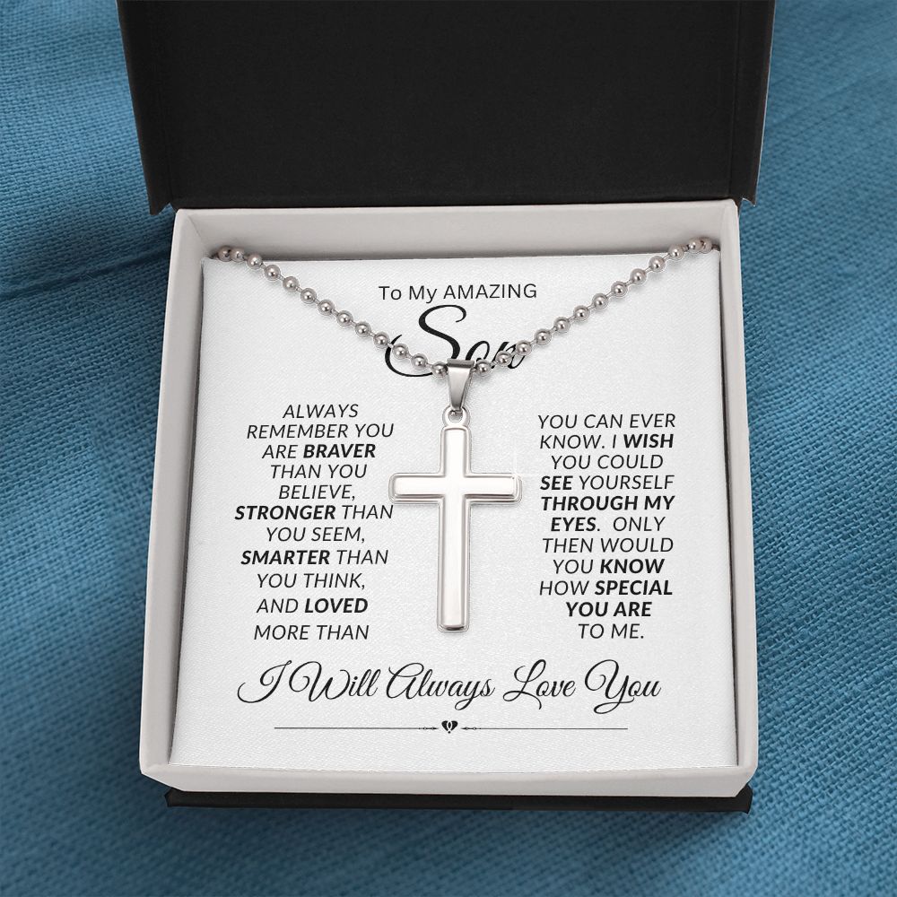 Son I Wish You Could See Through My Eyes / Cross with Ball Chain Necklace