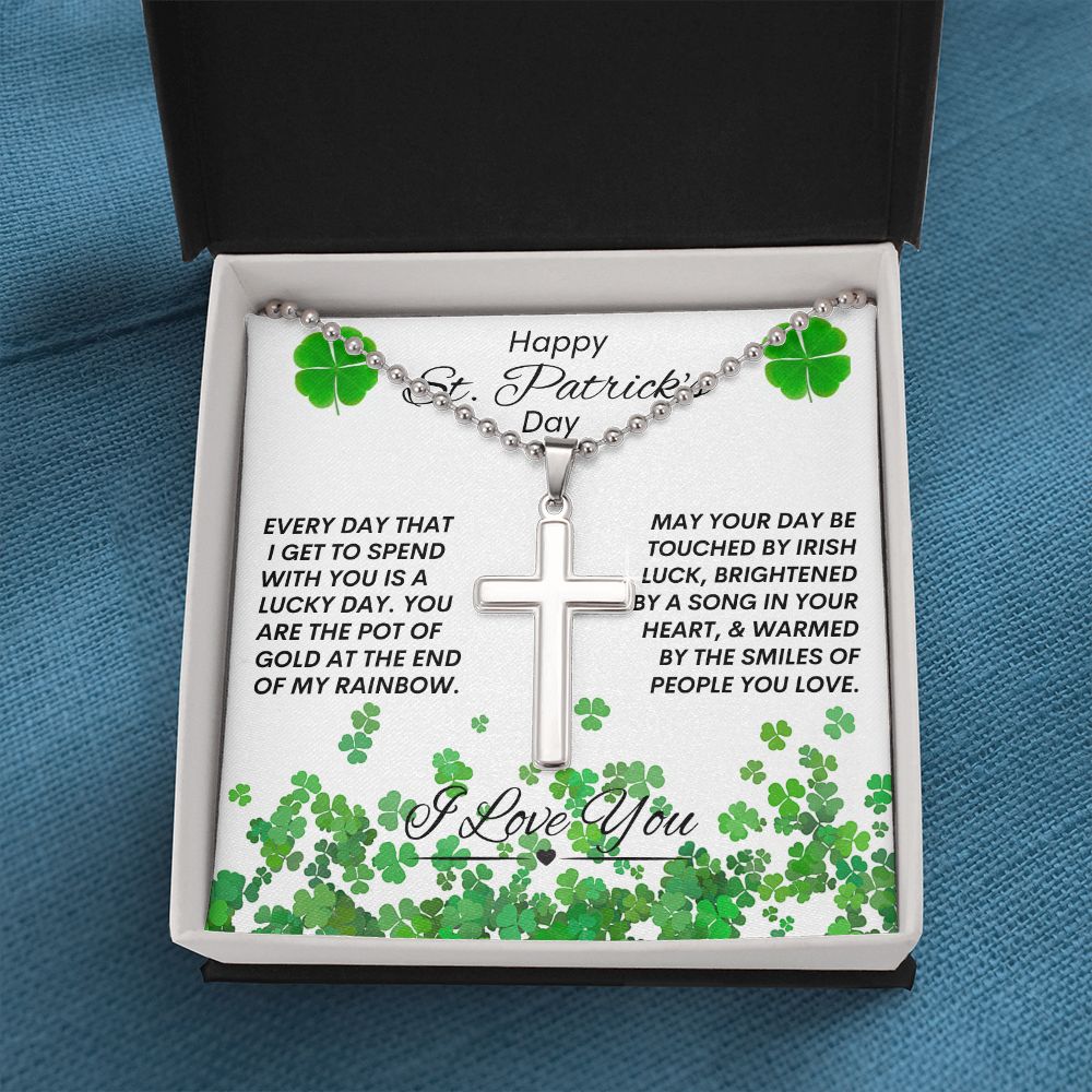 St Patrick's Day / Cross with Ball Chain Necklace