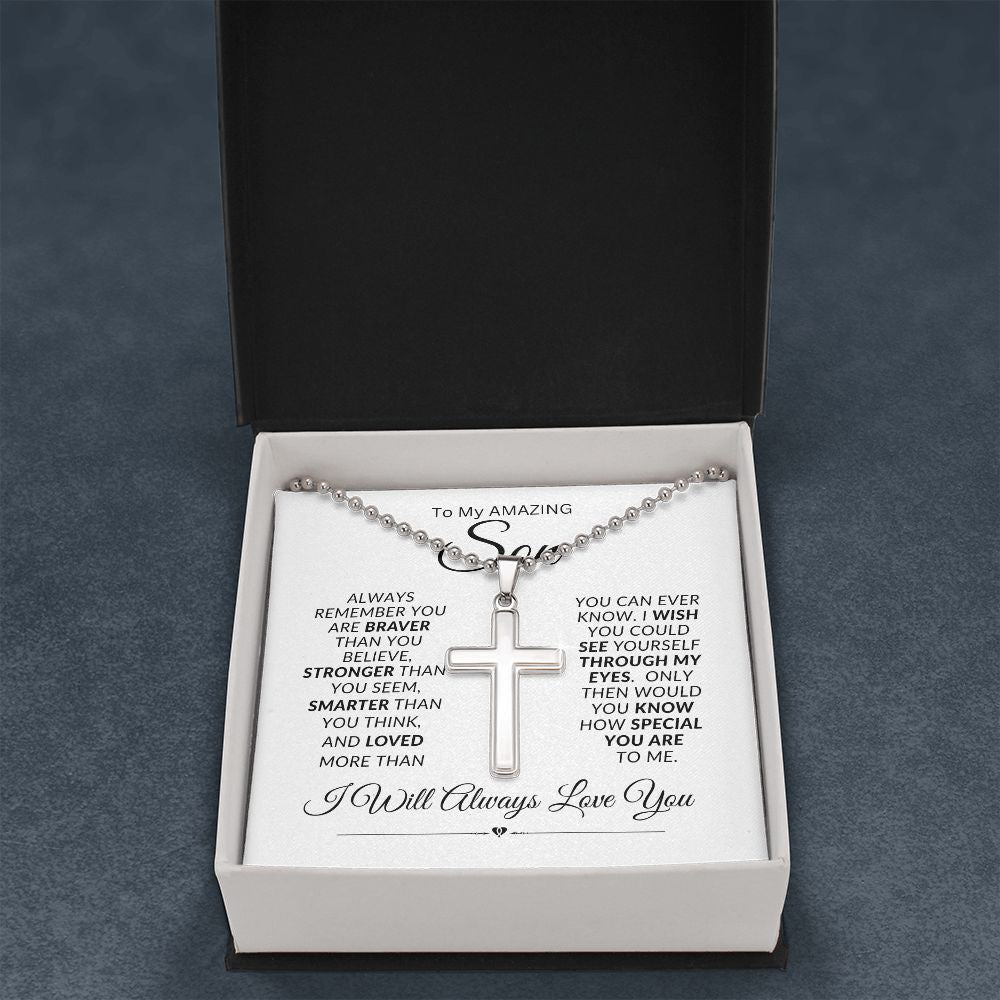 Son I Wish You Could See Through My Eyes / Cross with Ball Chain Necklace