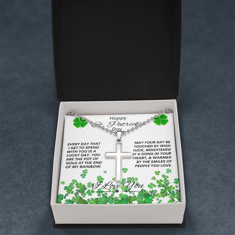 St Patrick's Day / Cross with Ball Chain Necklace