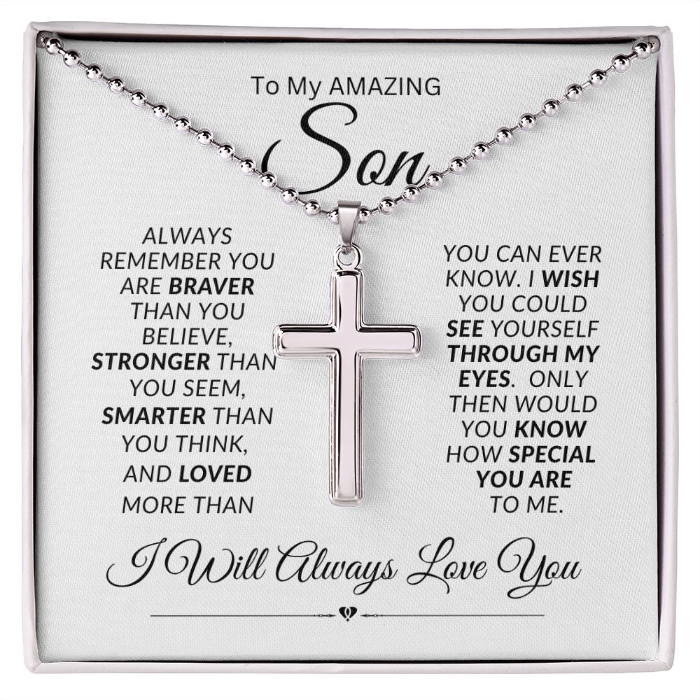 Son I Wish You Could See Through My Eyes / Cross with Ball Chain Necklace