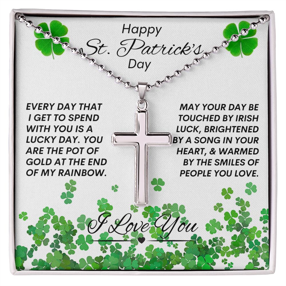 St Patrick's Day / Cross with Ball Chain Necklace