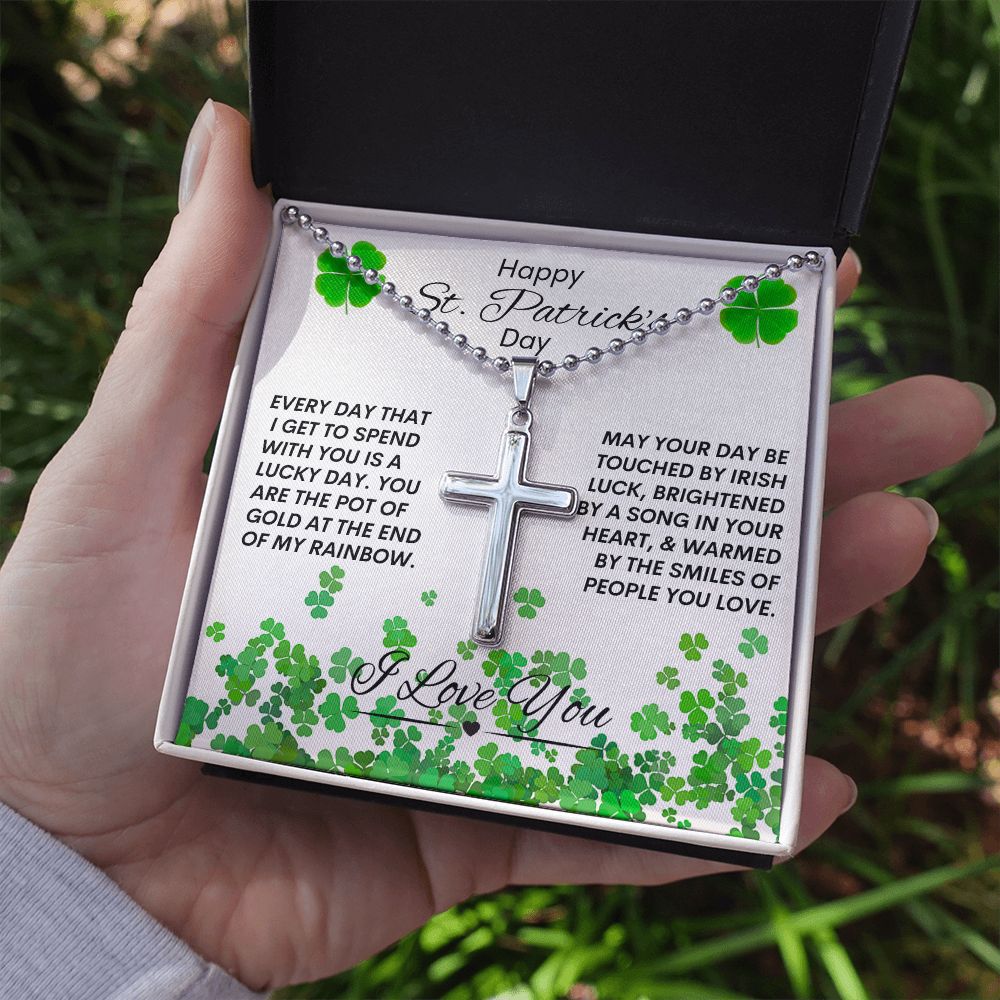 St Patrick's Day / Cross with Ball Chain Necklace