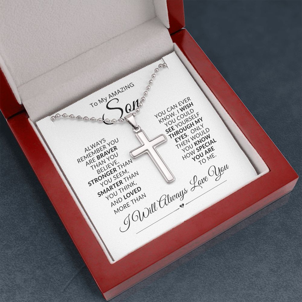 Son I Wish You Could See Through My Eyes / Cross with Ball Chain Necklace
