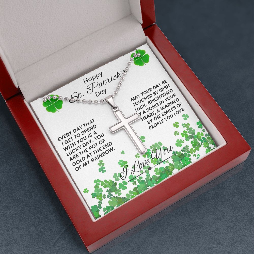 St Patrick's Day / Cross with Ball Chain Necklace