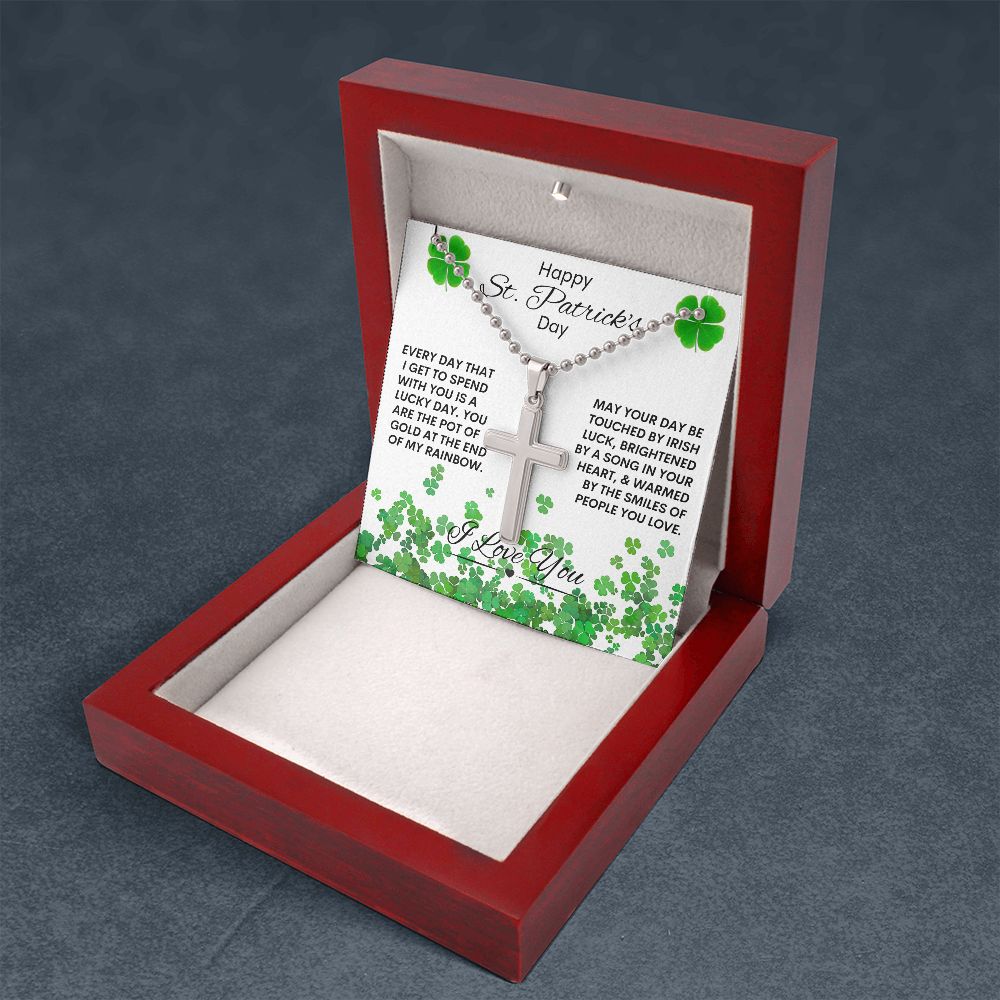St Patrick's Day / Cross with Ball Chain Necklace