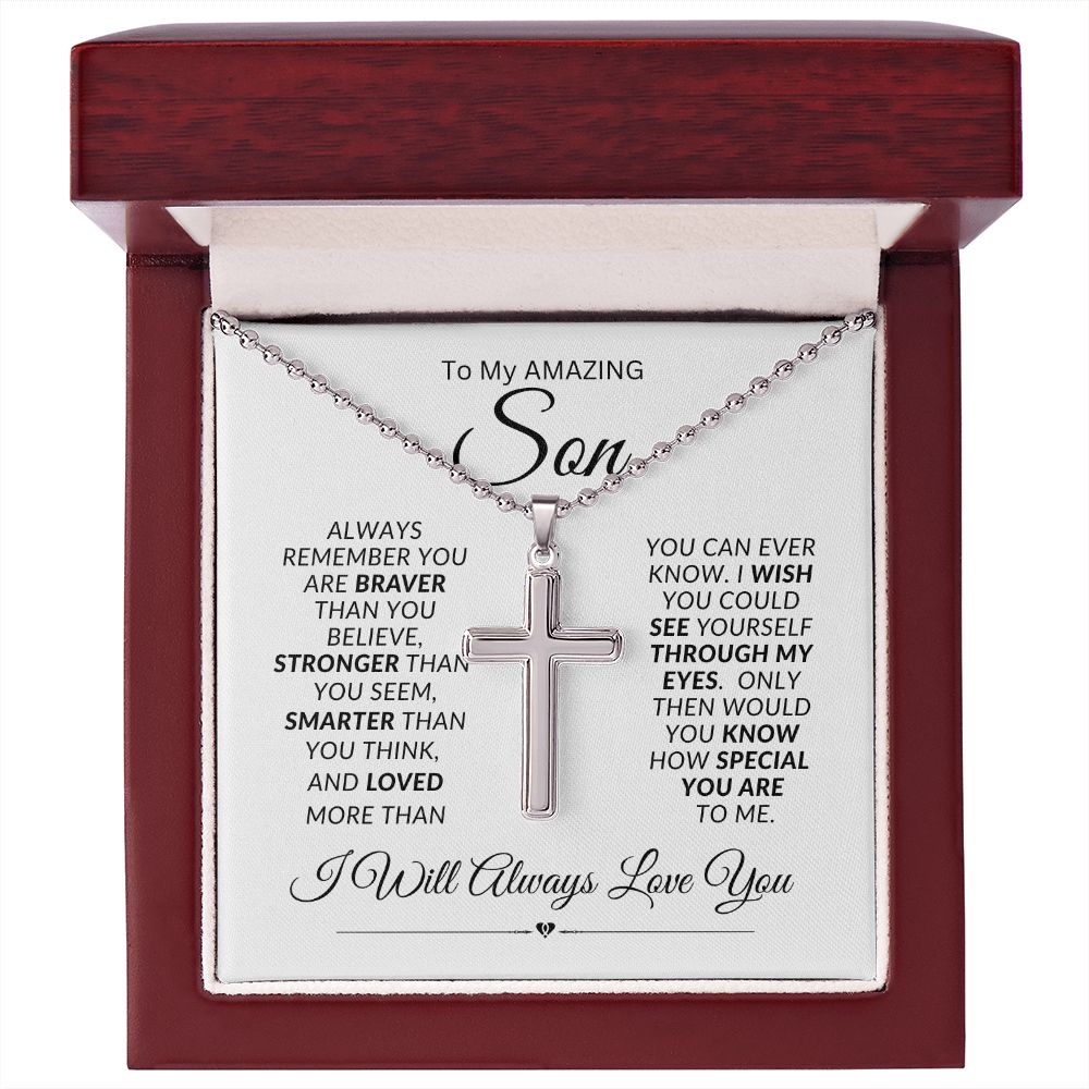 Son I Wish You Could See Through My Eyes / Cross with Ball Chain Necklace