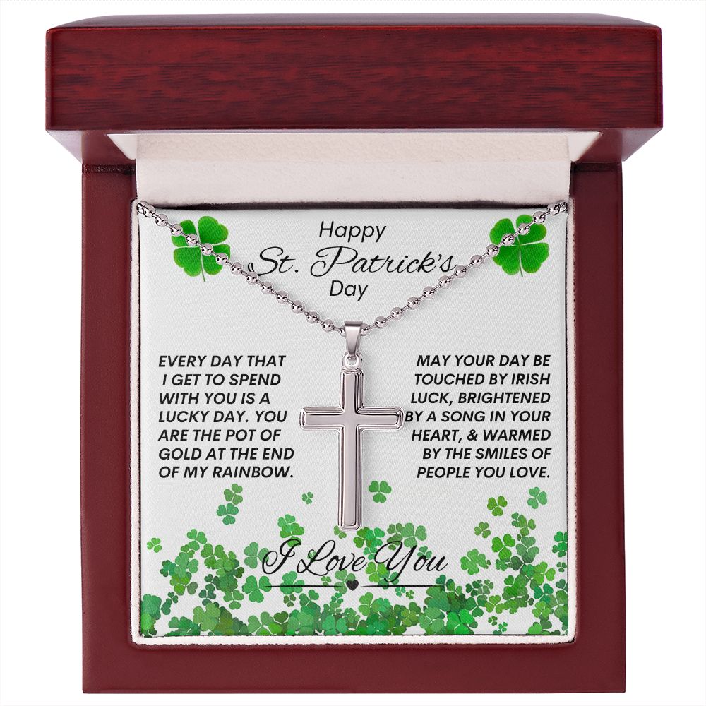 St Patrick's Day / Cross with Ball Chain Necklace