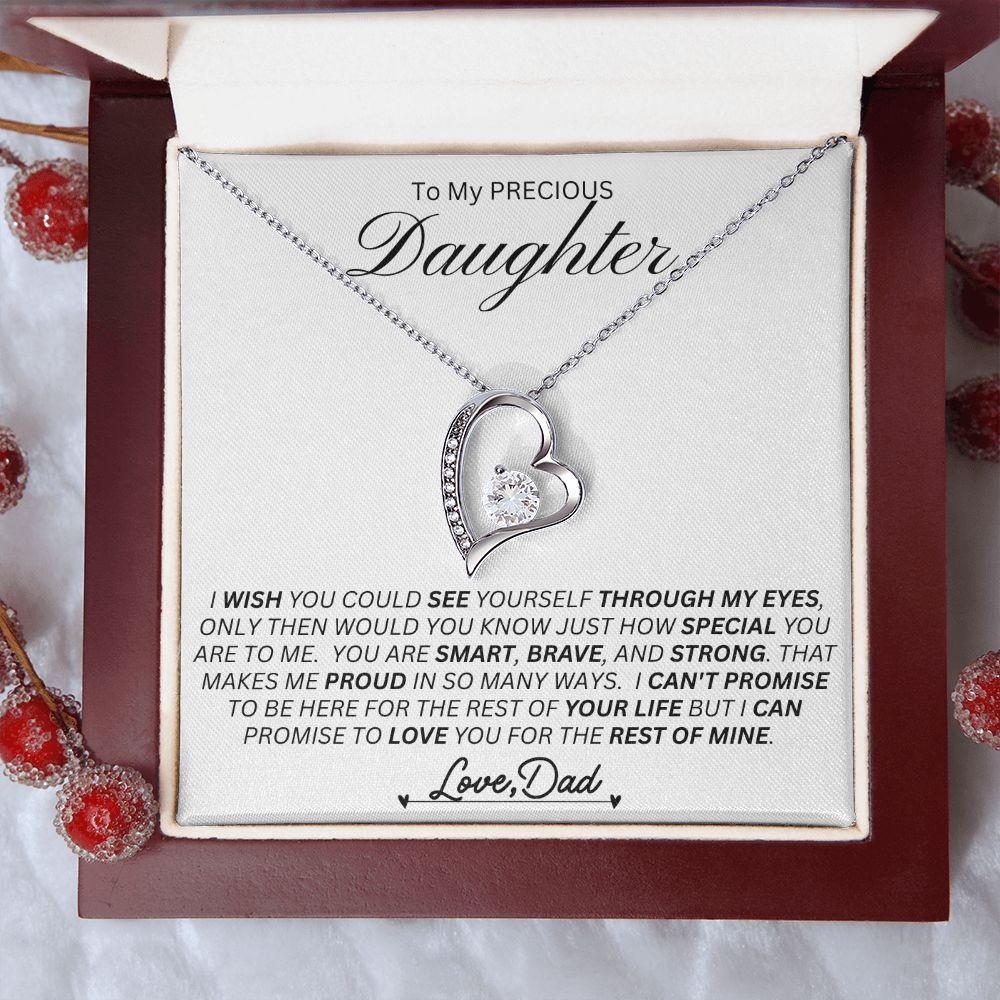 Dad To Daughter, Smart / Brave / Strong l Forever Love Necklace