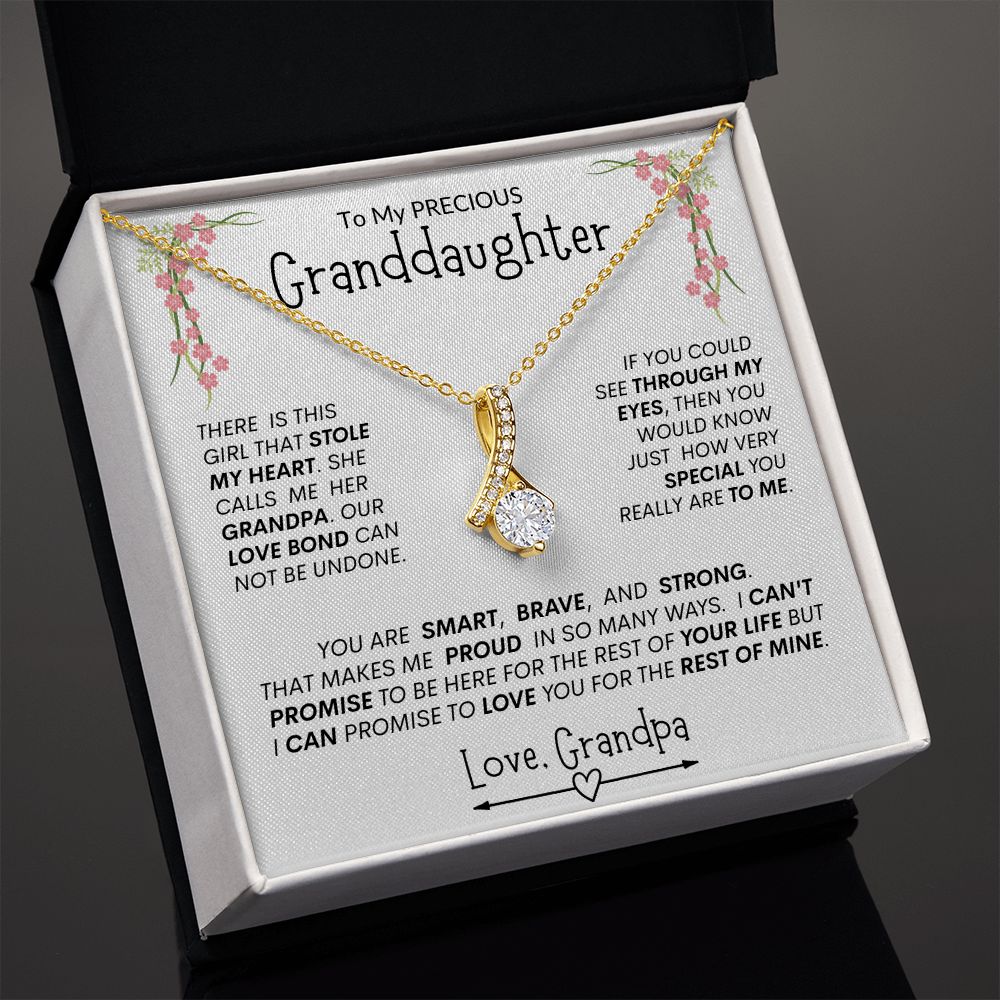 Granddaughter from Grandpa "Stolen Heart, Unbreakable Bond" -- Alluring Heart Necklace