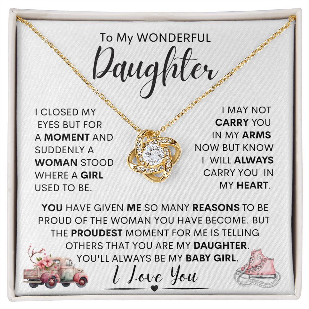 Daughter -- (Pink Sneakers) l Love Knot Necklace