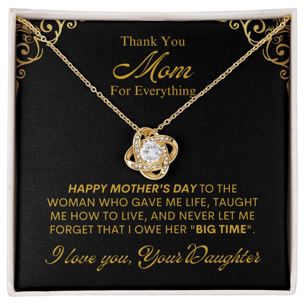 Mom from Daughter Thanks Love Knot Necklace