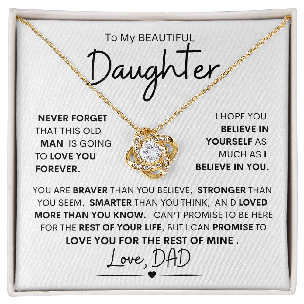 Daughter, I Promise to Love You For The Rest of My Life l Love Knot Necklace