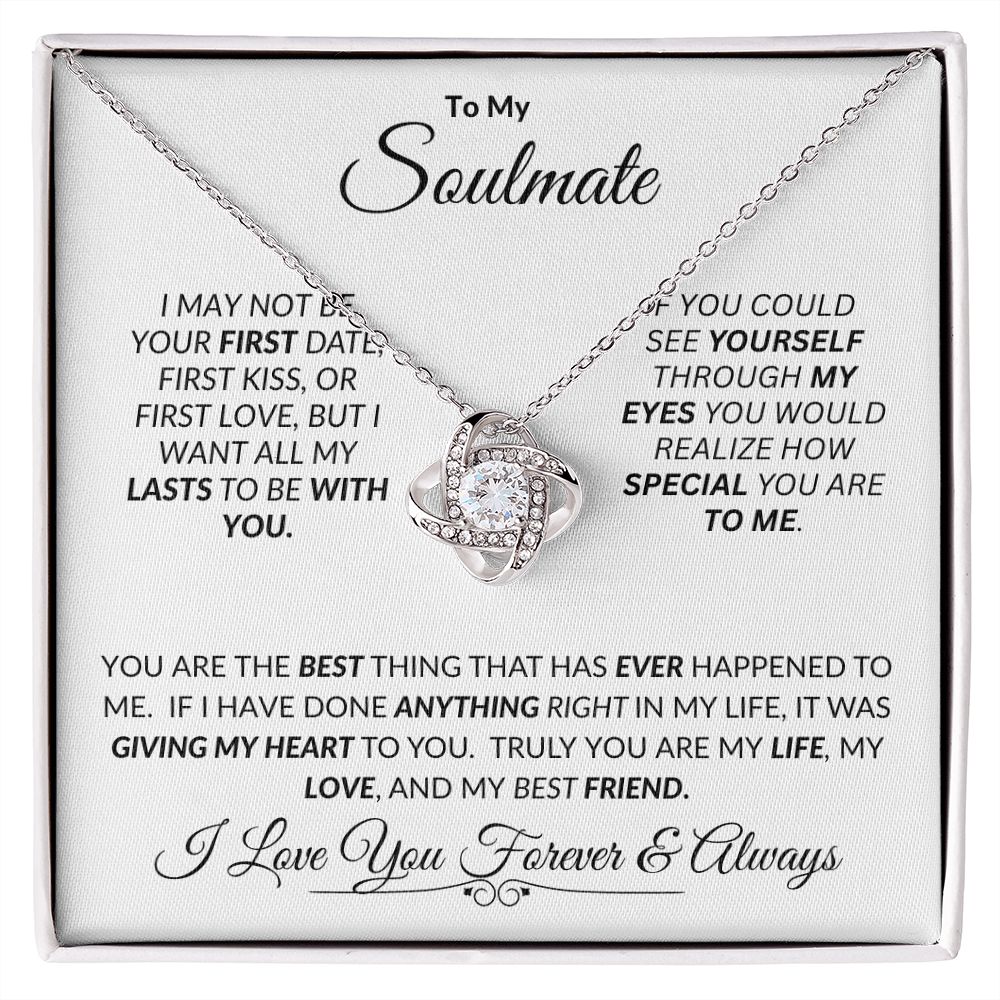 Soulmate If You Could See Through My Eyes -- Love Knot Necklace